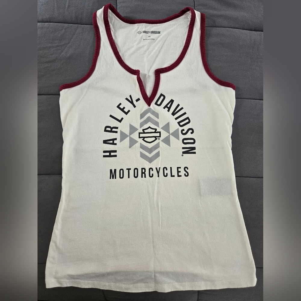 White with dark red trim Harley Davidson tanktop XS